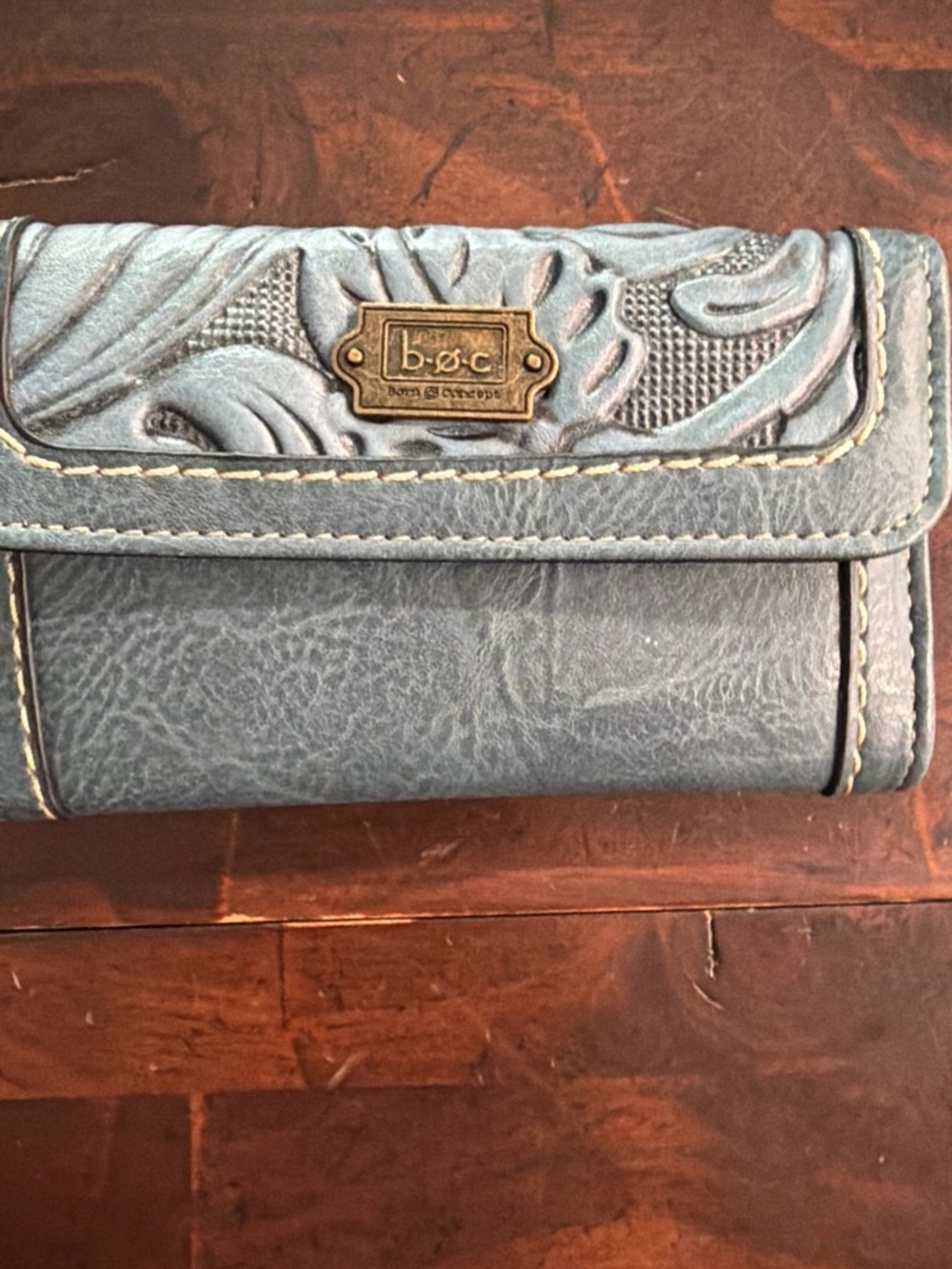 b.o.c. Blue Tooled Leather Bifold Wallet